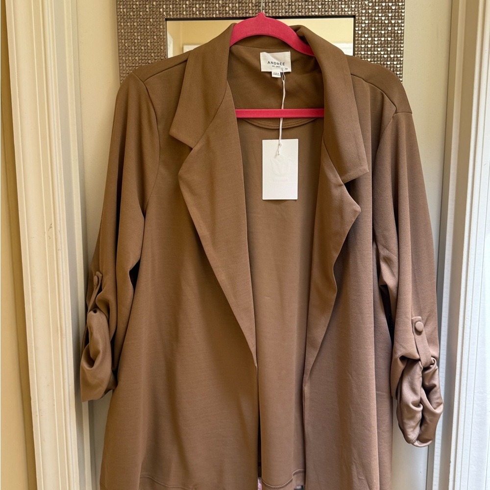 Avanti Brown Blazer with Ruched Sleeves